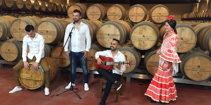 Een optreden van Sal Gorda in Bodega Dehesa de los Canonigos in wijngebied Ribera del Duero (Midden Spanje)