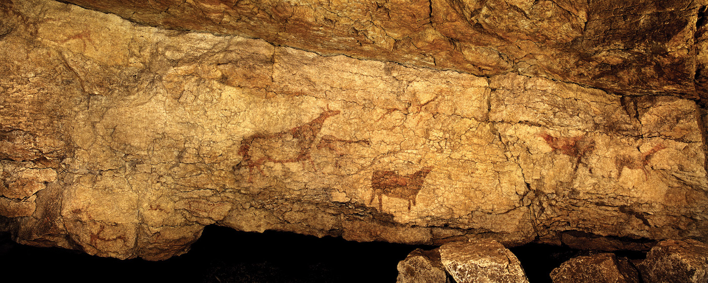 Prehistorische tekening in de Cueva el Pendo in Cantabrië (Noord-Spanje)