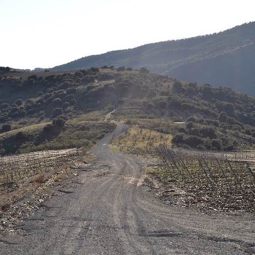 De onverharde weg naar wijnmuseum Alpujárride in Zuid Spanje