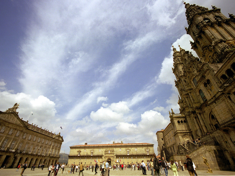 Praza do Obradoiro in Santiago de Compostela (Noord Spanje)