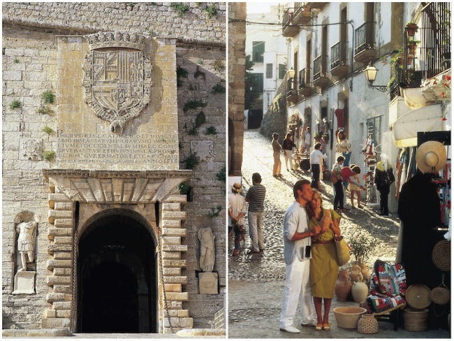 Toegangspoort Portal de ses Taules en straatje in Dalt Vila (Ibiza stad)