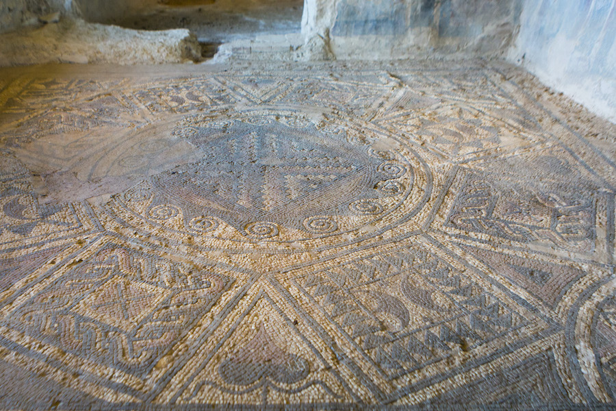 Mozaïekvloer in Villa Romana El Ruedo (provincie Córdoba)