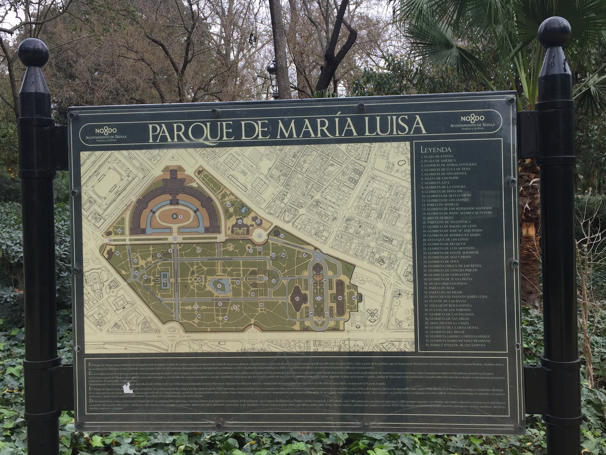 Plattegrond van Sevilla's bekendste en grootste stadspark