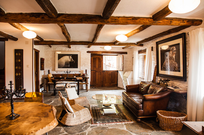 Woonkamer Casa Cabaza in Galicië