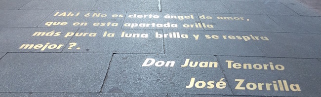 Citaat van Zorrilla in de Las Letras wijk in Madrid