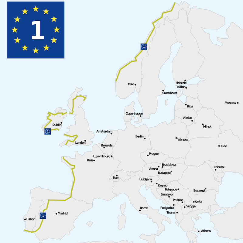 EuroVelo fietsroute1 EV1 Atlantische kustroute