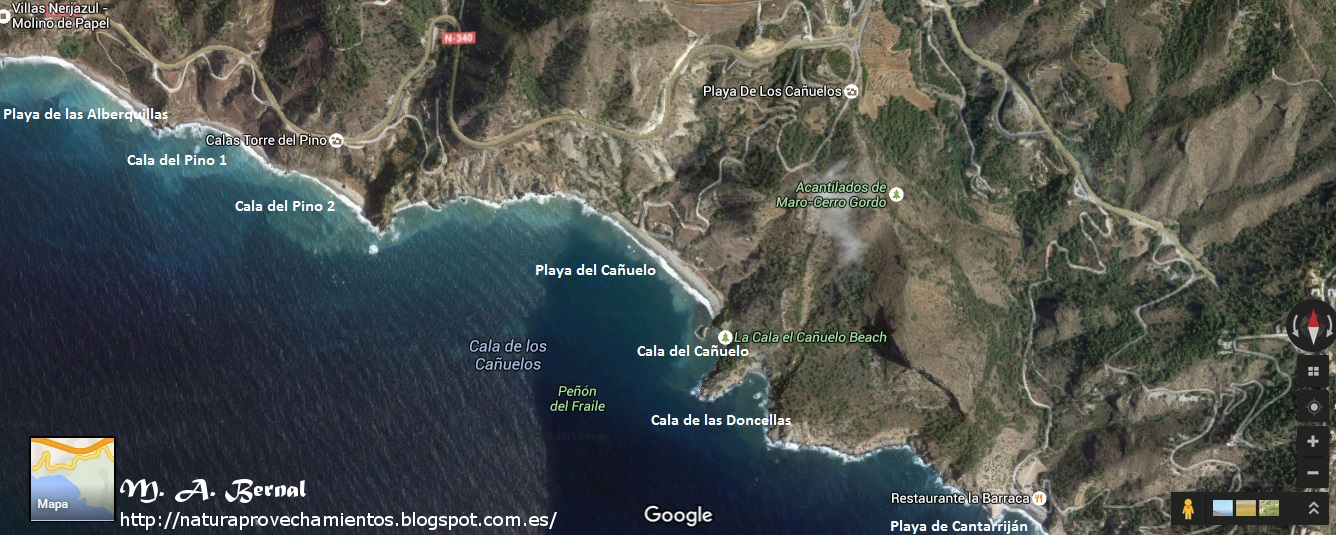 kaart van Los acantilados de Maro-Cerro Gordo (Zuid-Spanje)