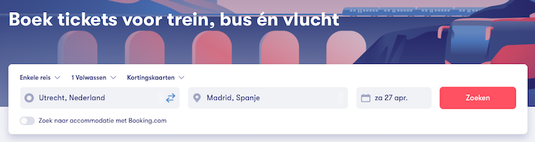 Omio's zoekmachine voor reizen per vliegtuig, bus en trein in Europa