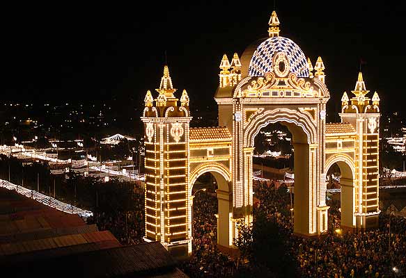 De officiële opening van de Feria de Abril in Sevilla (Zuid Spanje)