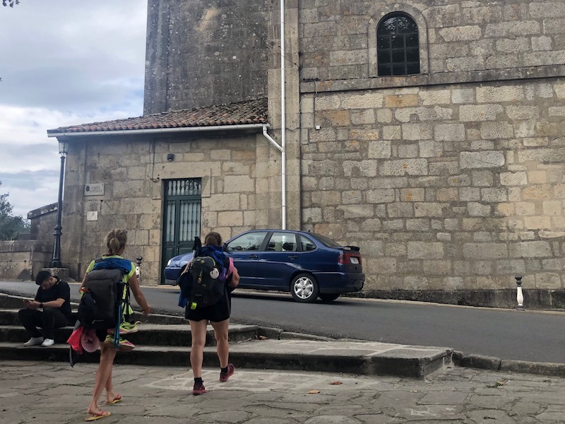 Camino wandelaars in Padrón (Galicië)