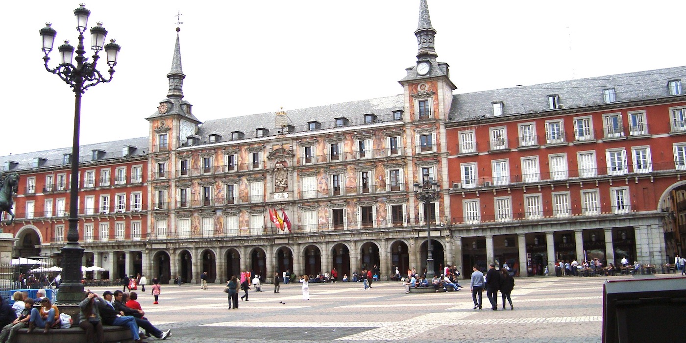De bekende Plaza Mayor van Spanje's hoofdstad Madrid