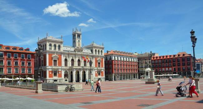De Plaza Mayor in Valladolid (Midden Spanje)