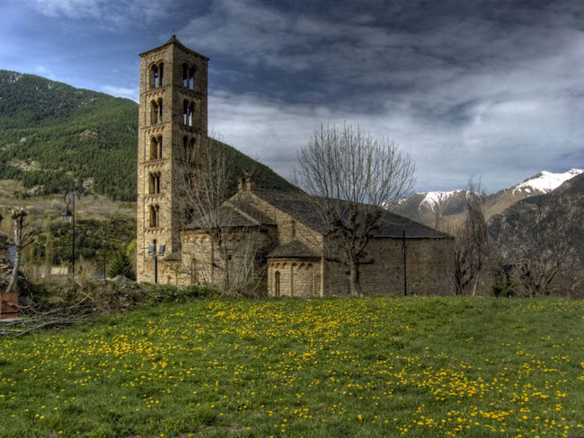 Een Romaanse-kerk in de Boí vallei in Noord Spanje
