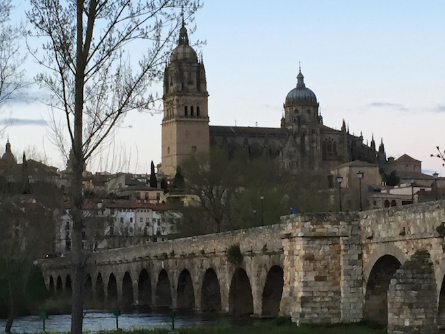 Romeinse brug en kathedralen van Salamanca (Castillië en Leon)