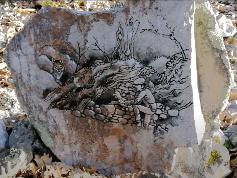 Schilderij in bos bij Castañar de Ibor (Extremadura)