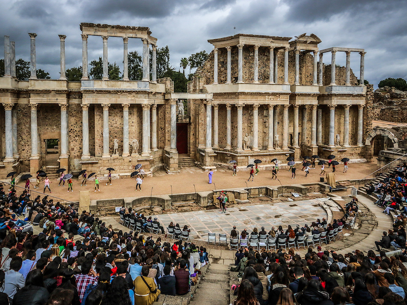 Een voorstelling in het Teatro Romano van Mérida