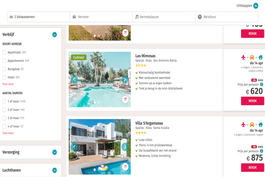 Spanje vakantie zoeken en boeken op website van Eliza was Here