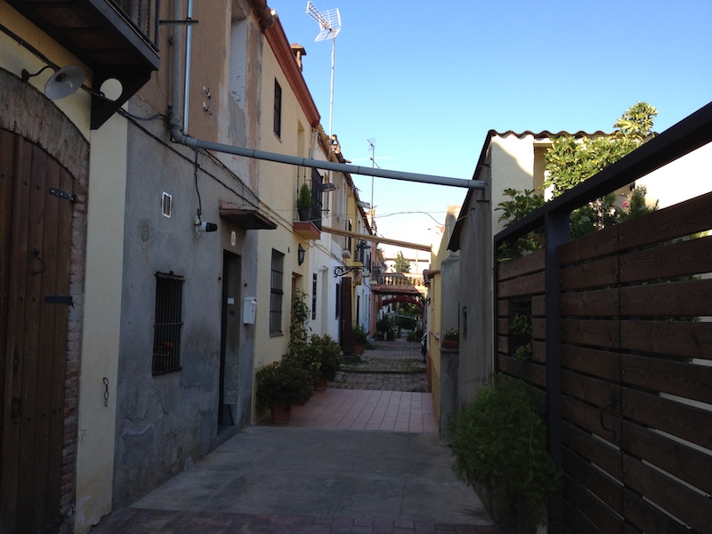 Huisjes Carrer d'Aiguafreda in Horta, de voormalige was-wijk van Barcelona
